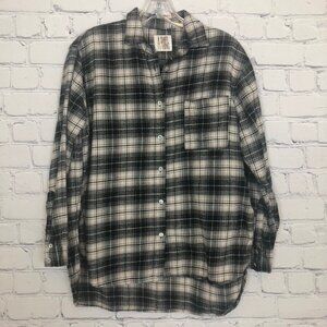 A Shirt Thing Plaid Flannel Buttondown Shirt Size S Black White